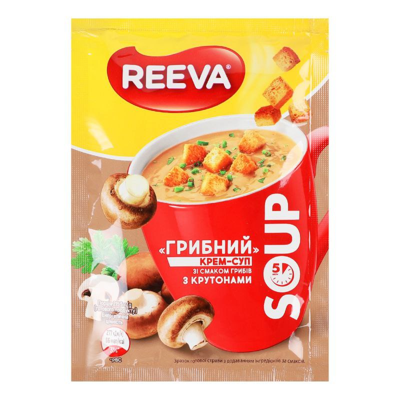 Крем-суп Reeva грибний зі смаком грибів з крутонами 15.5 г